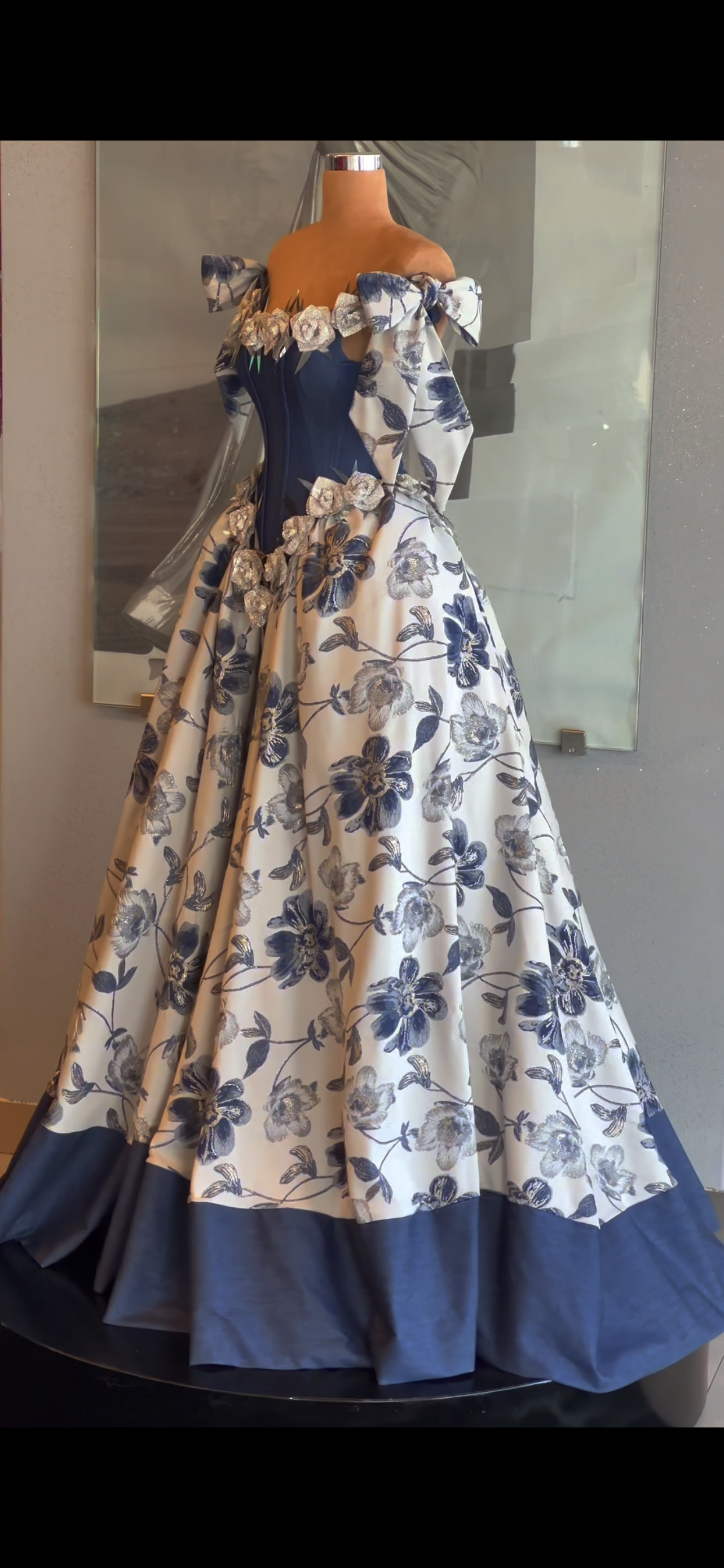 Denim Floral Gown
