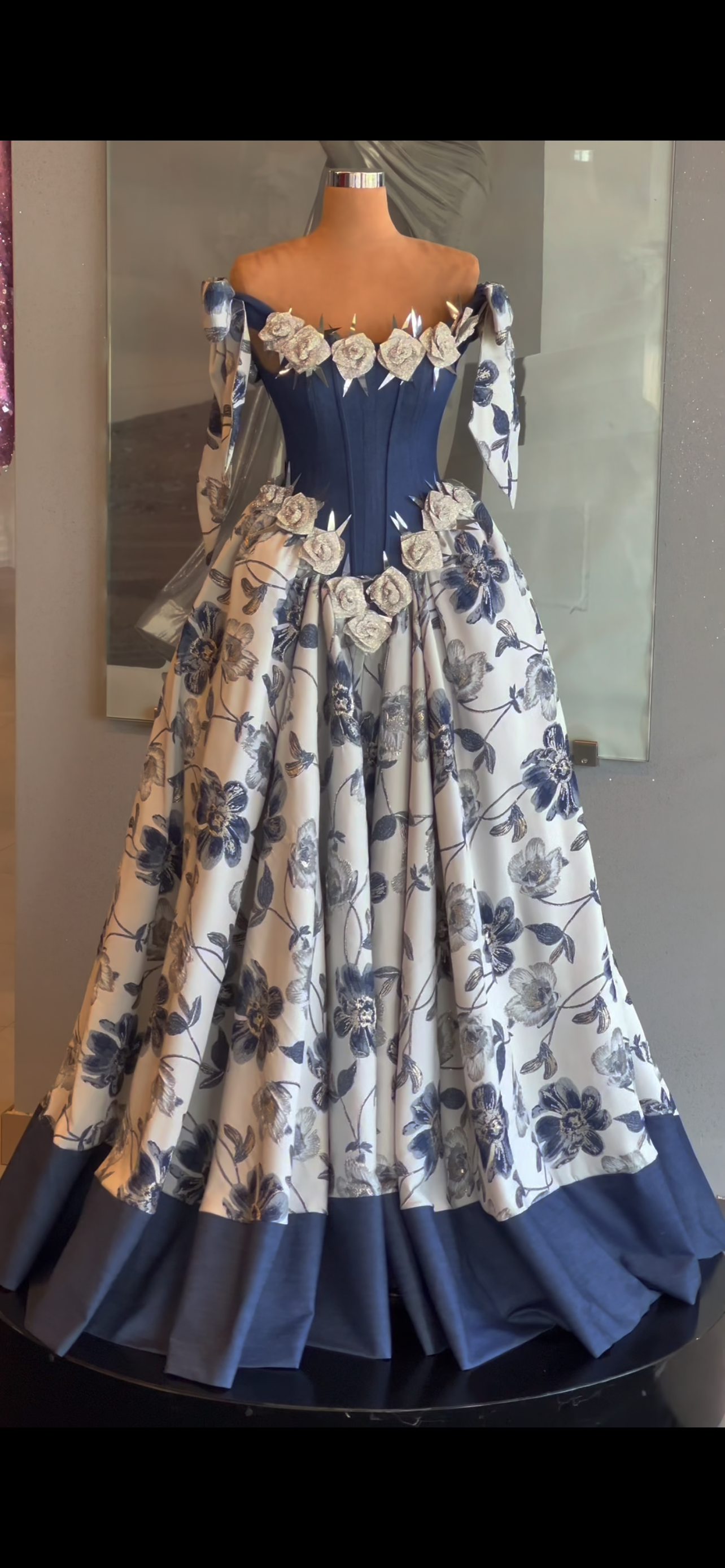 Denim Floral Gown