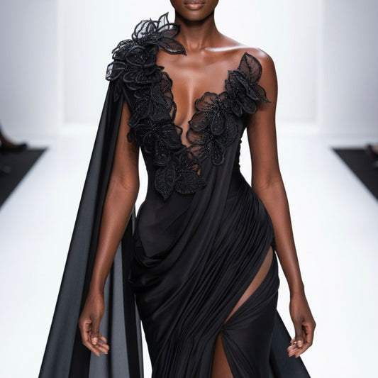 Black Elegant Detailed Gown