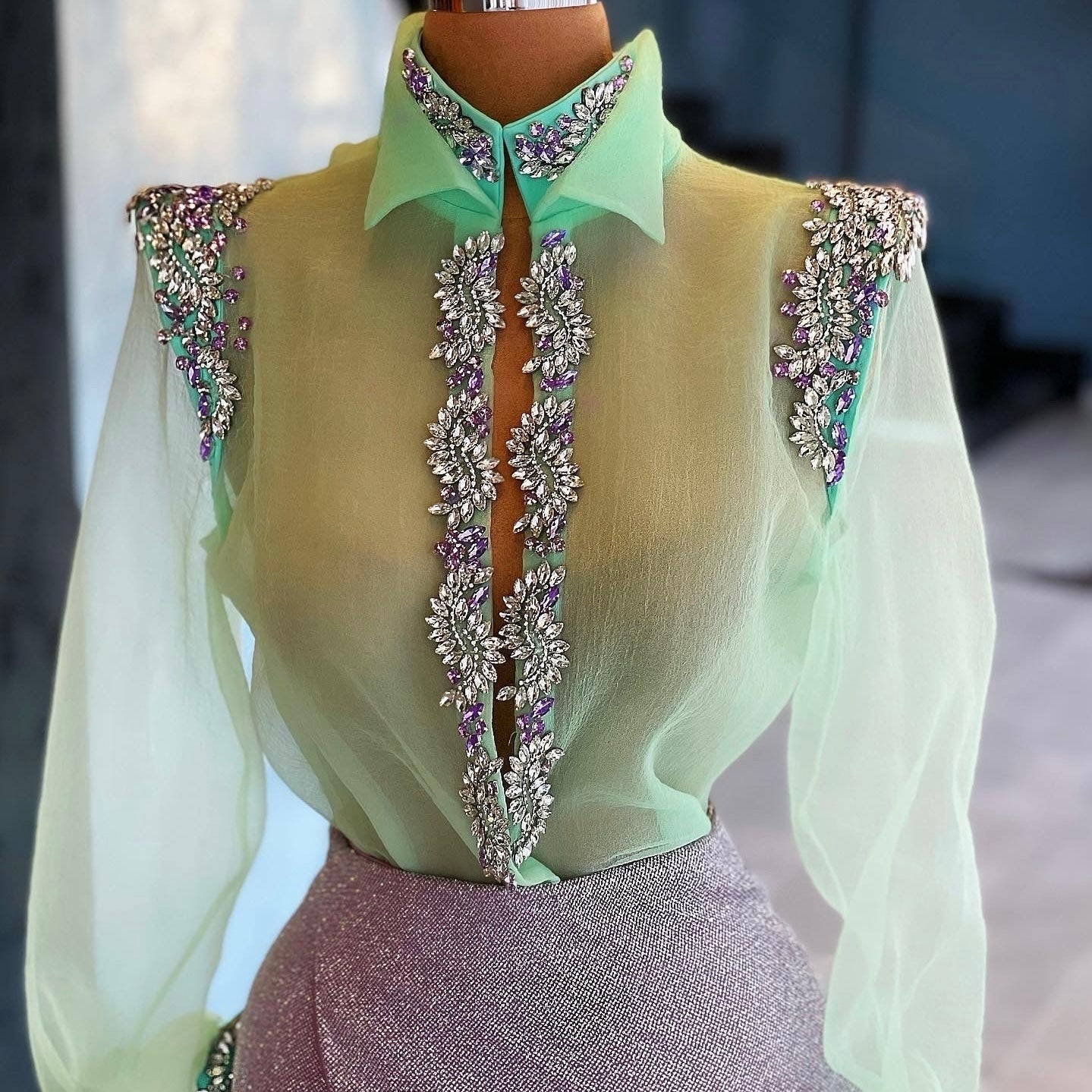 Mint Crystals & Glitter Lilac Skirt