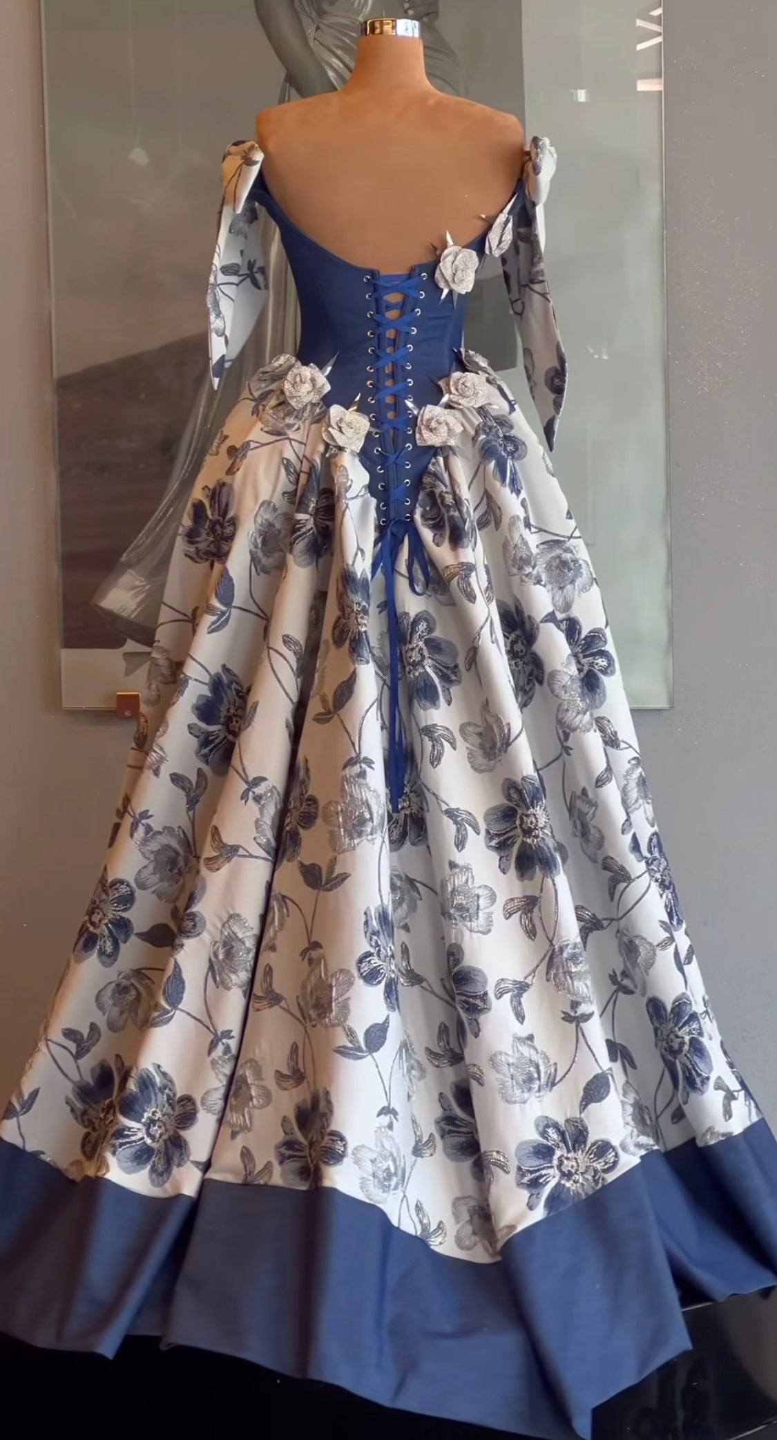 Denim Floral Gown