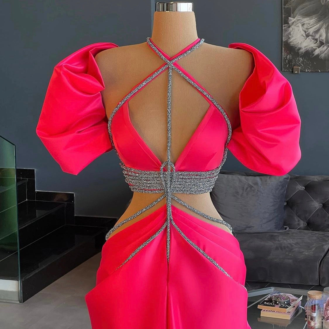 Pink Gown Glitter Details