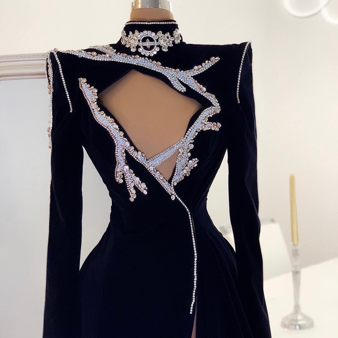 Velvet Dark Blue Hand Made Details