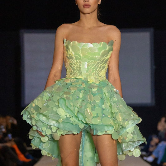 Mermaid Tail Green Short Dress