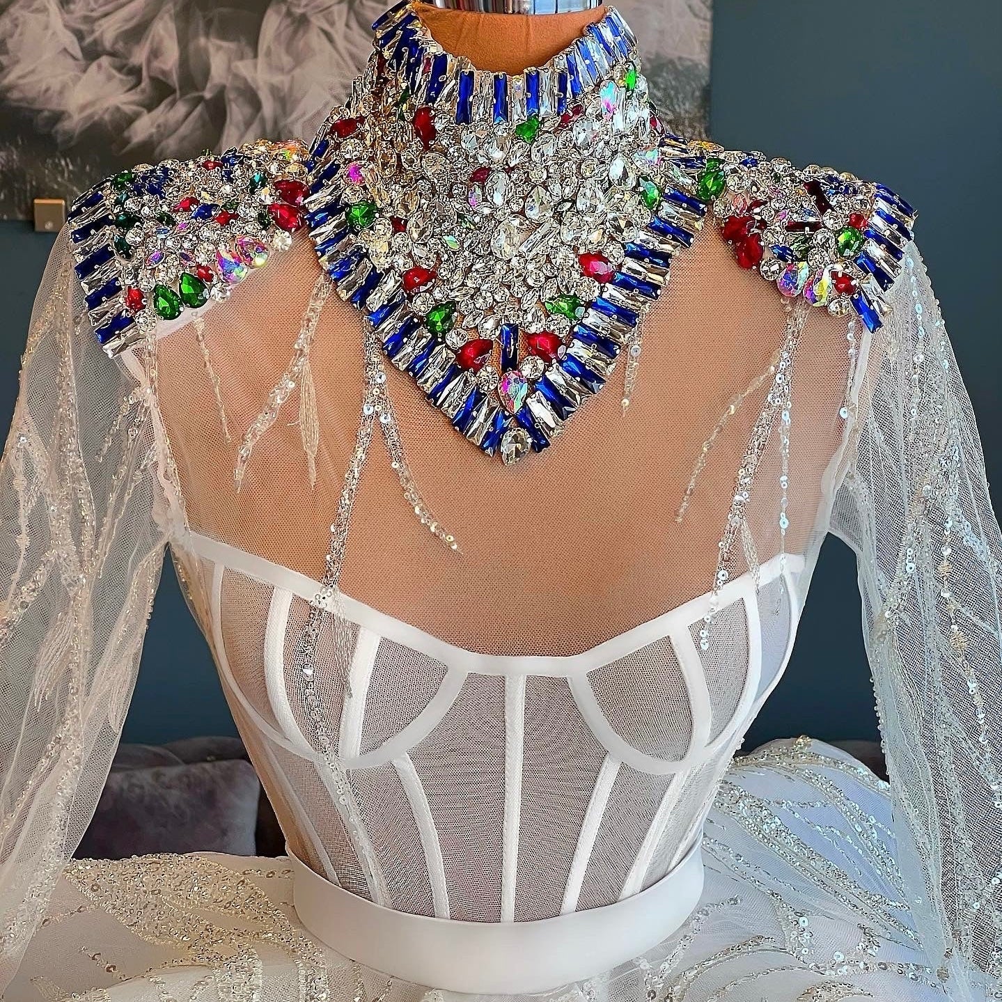 White Ballerina Crystal Neck Dress