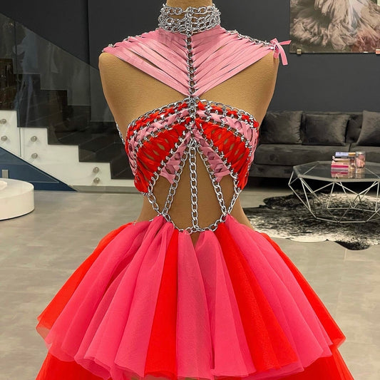 Pink & Red Chain Details