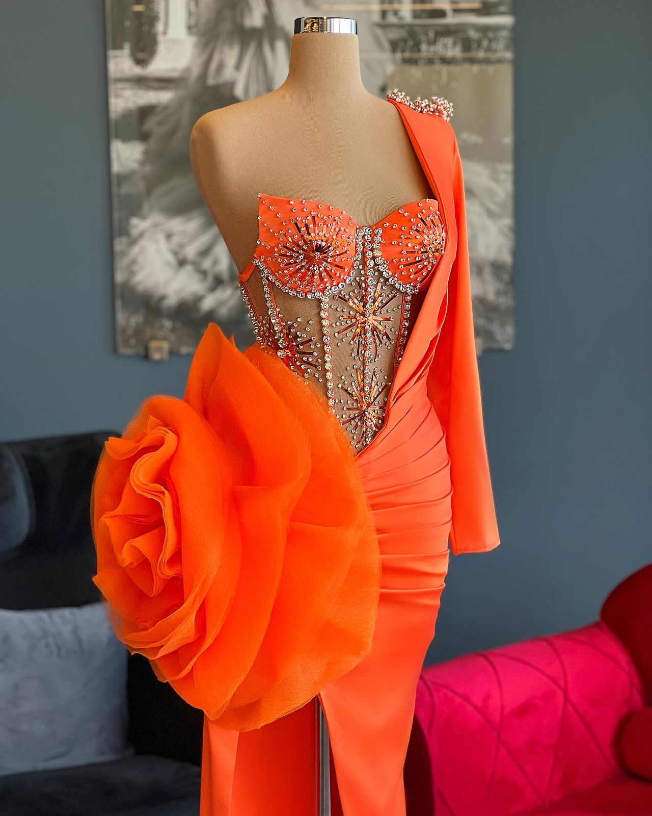 Orange Flower Crystals Corset