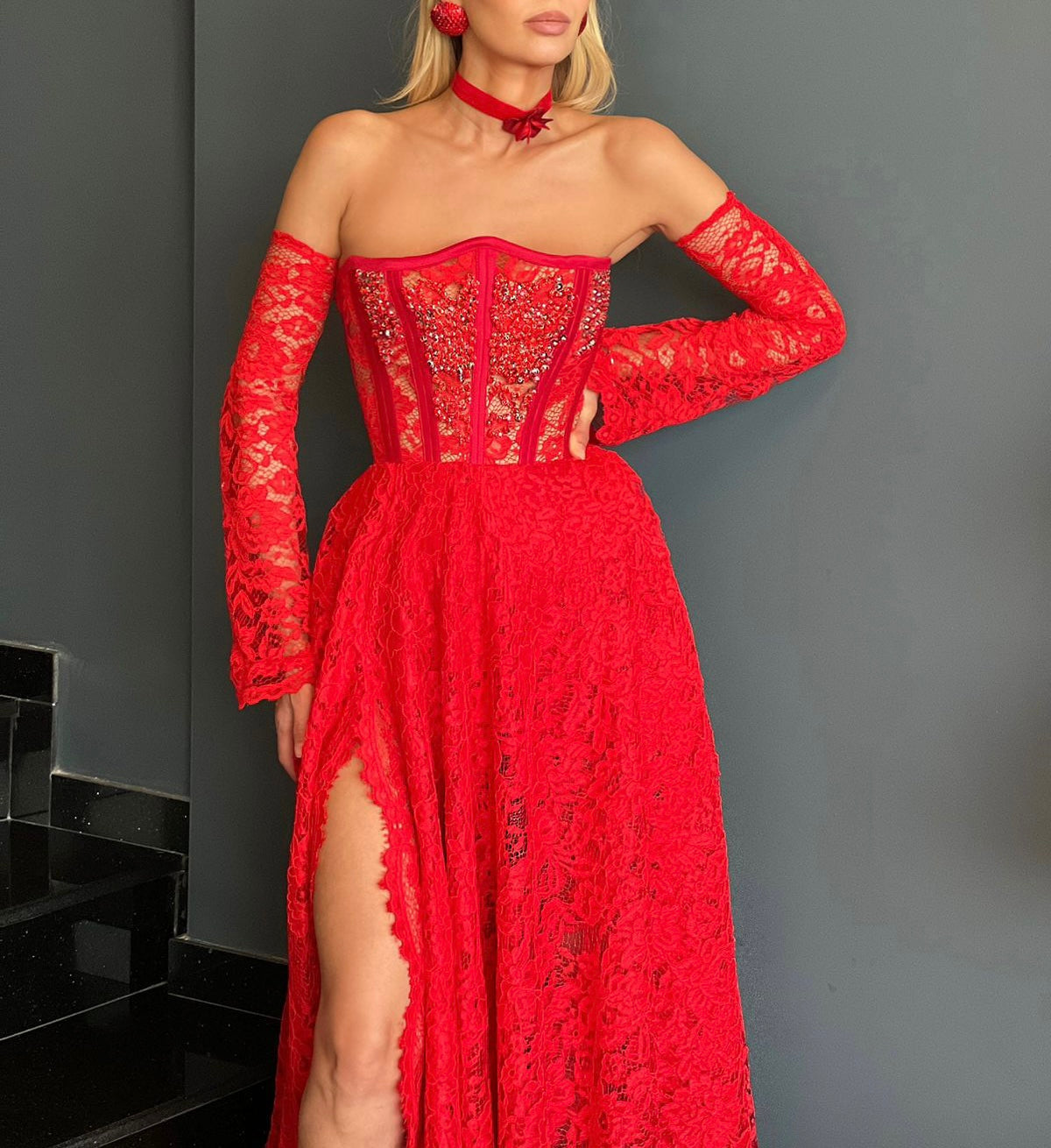 Red Lace Gown