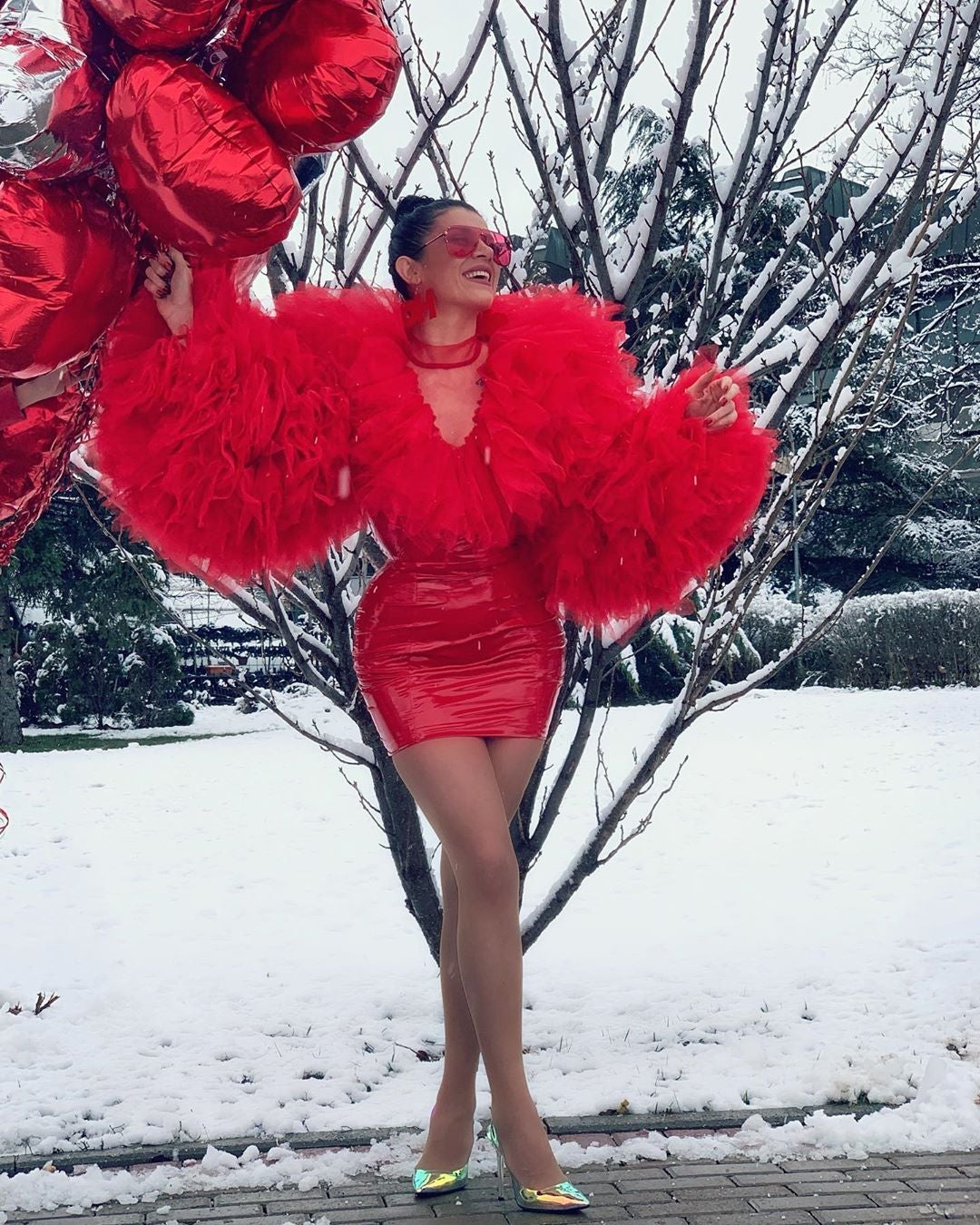 Red Heart Tulle & Latex Dress