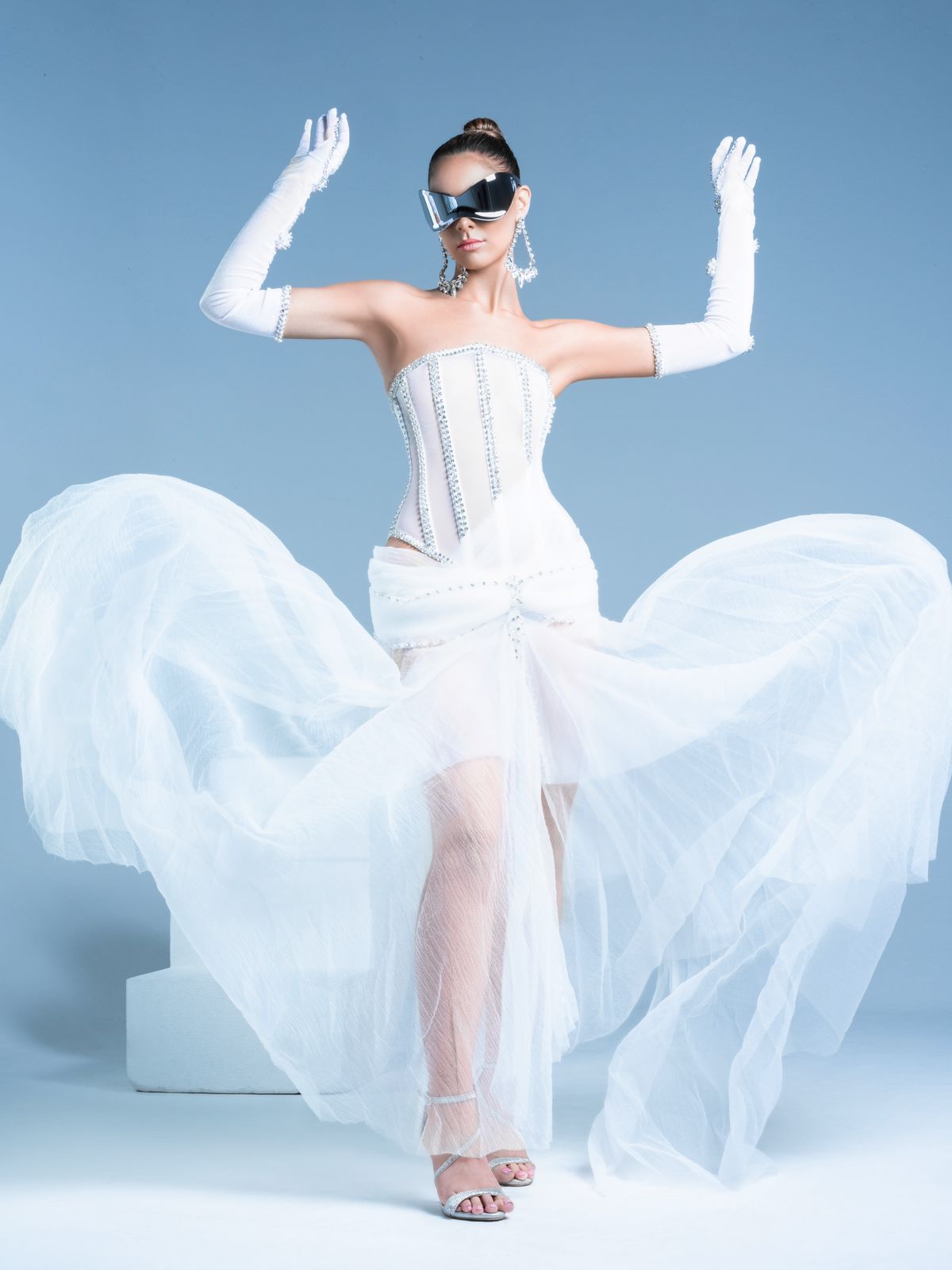 Organza White Embellished Gown