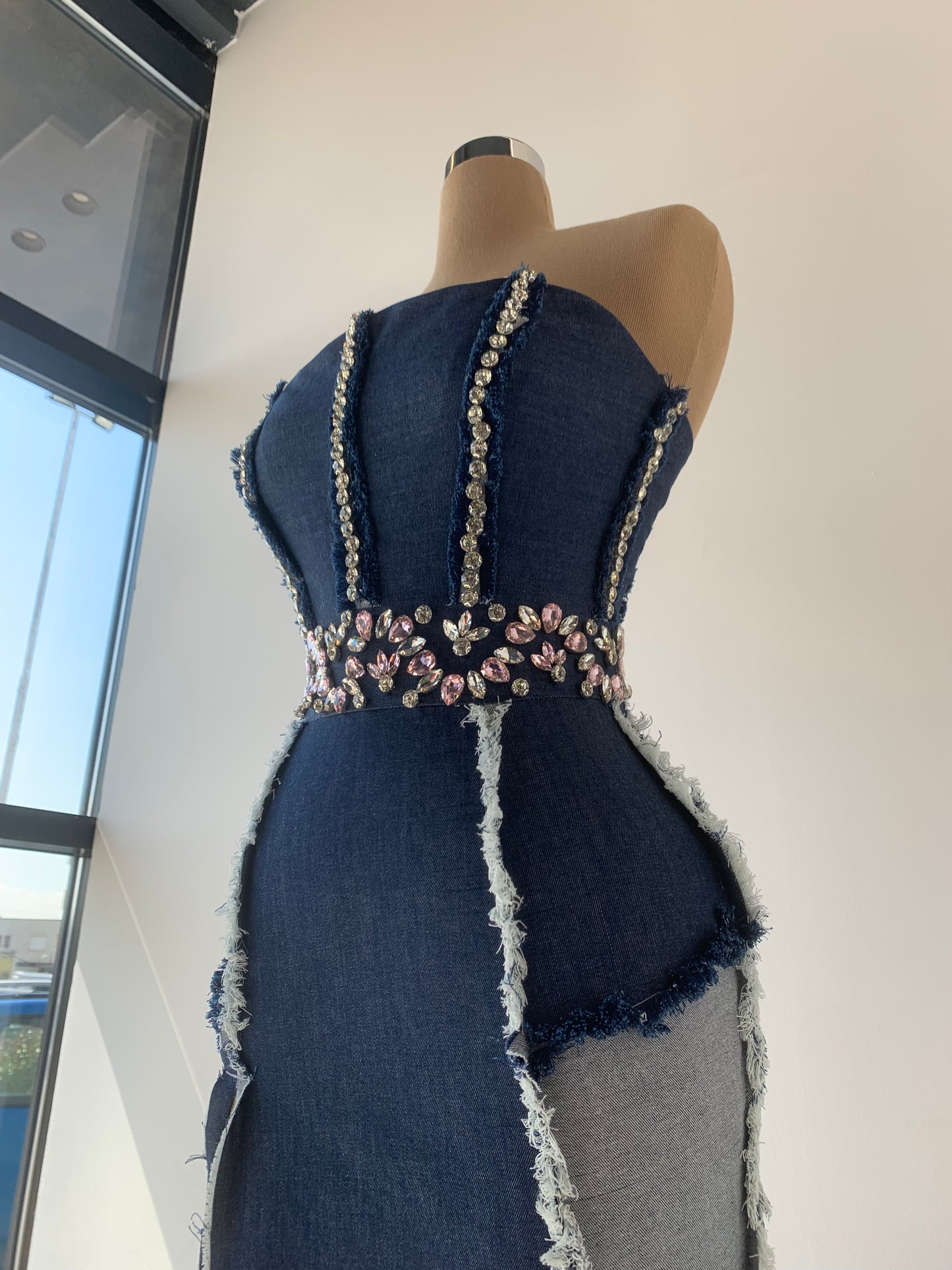 Ripped Denim Gown
