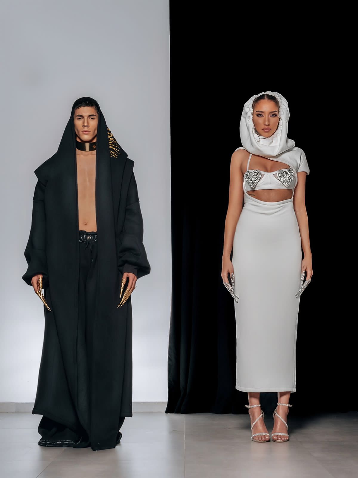 Black Long Cape & Trousers Set