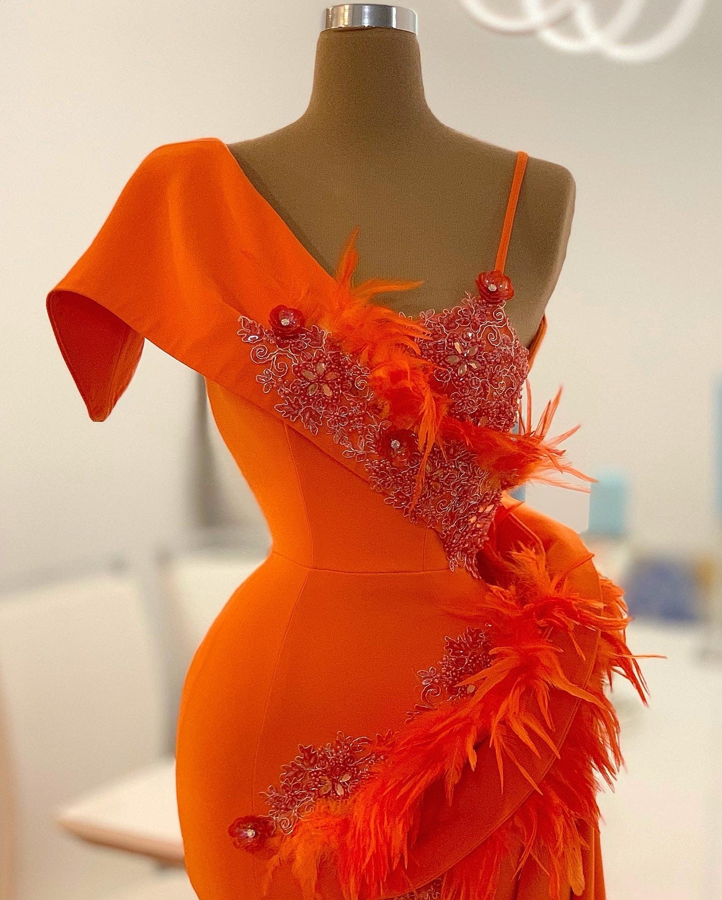 Orange Feather Lace Details