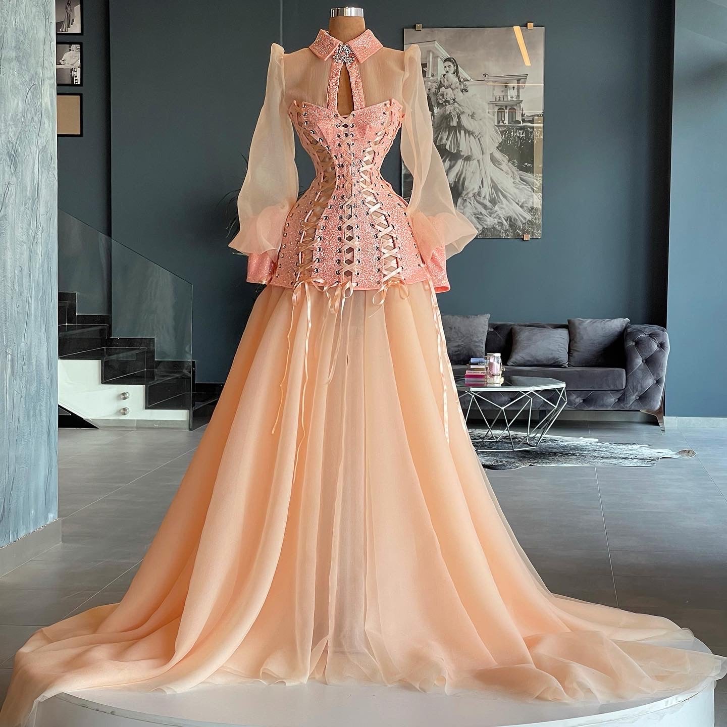 Glittery Corset & Organza Dress