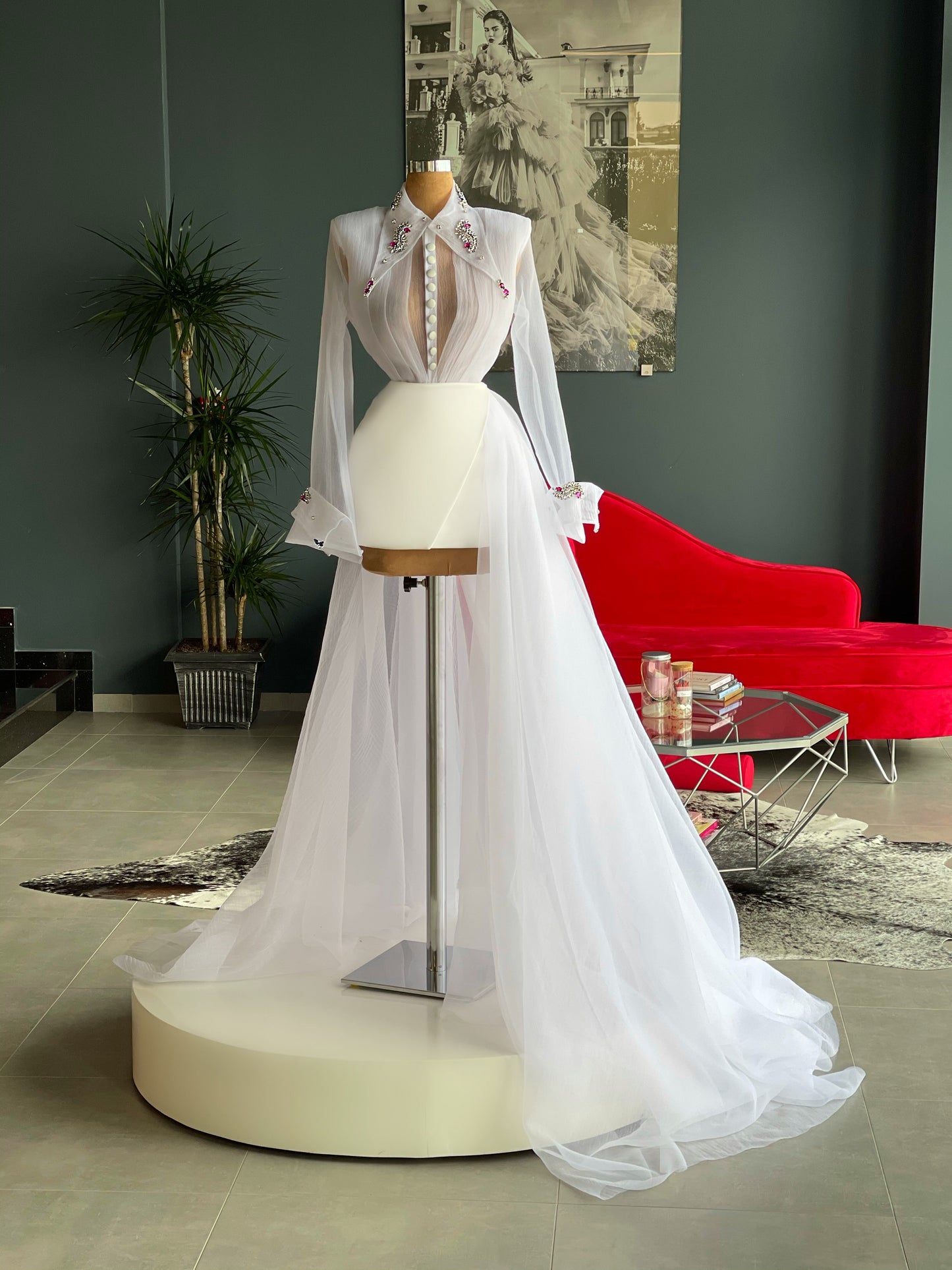 White Organza Shirt & Skirt