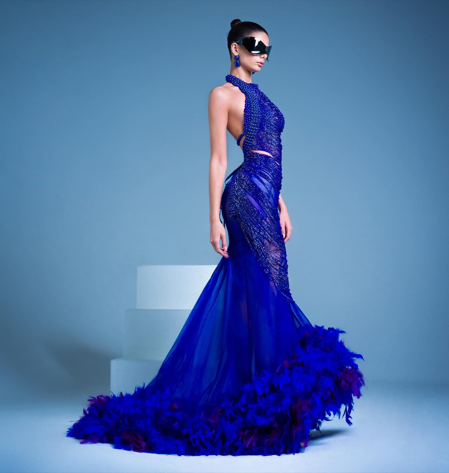 Royal Blue Handmade Top & Tulle Skirt