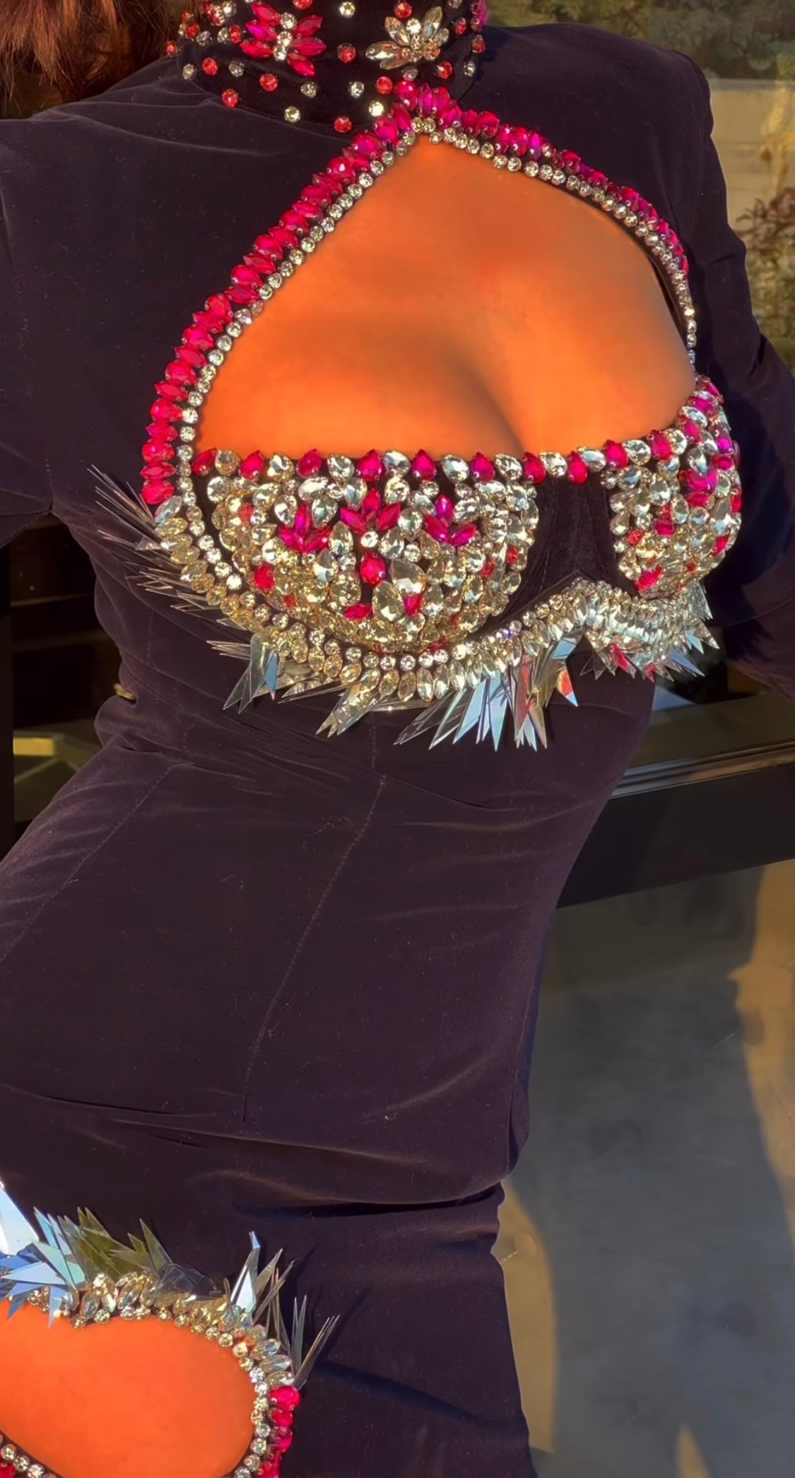 Embellished Hearts Velvet Dress