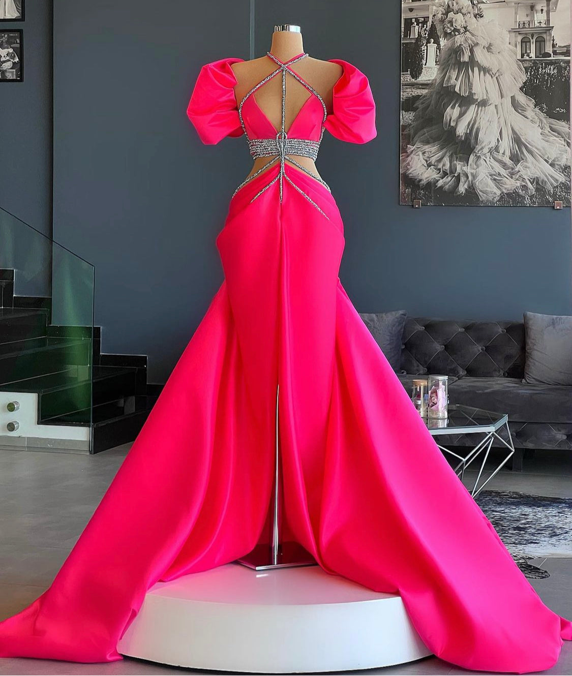 Pink Gown Glitter Details