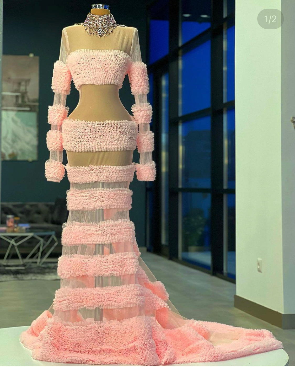 Pink Ruffled Gown