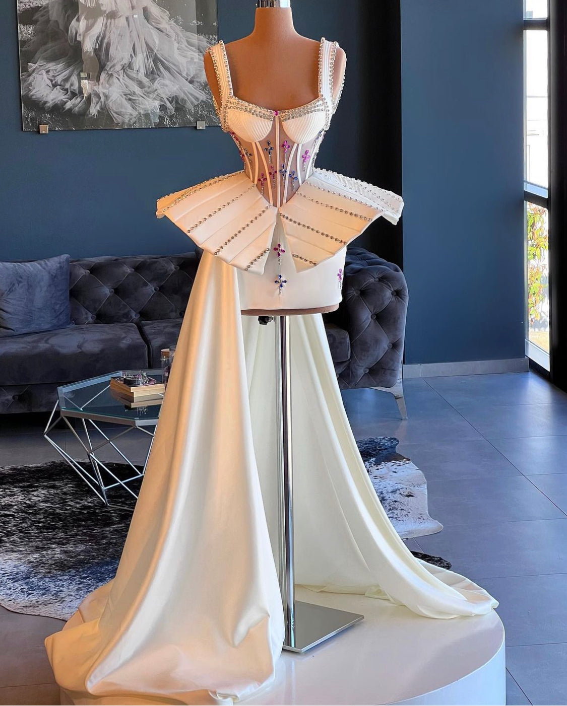 White Corset Crystal Gown