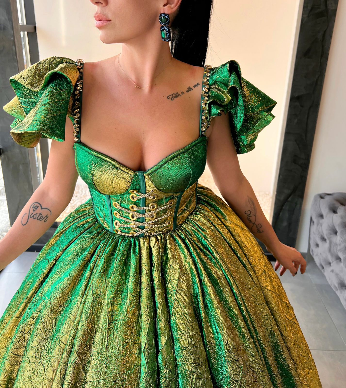 Emerald Holographic Ball Gown