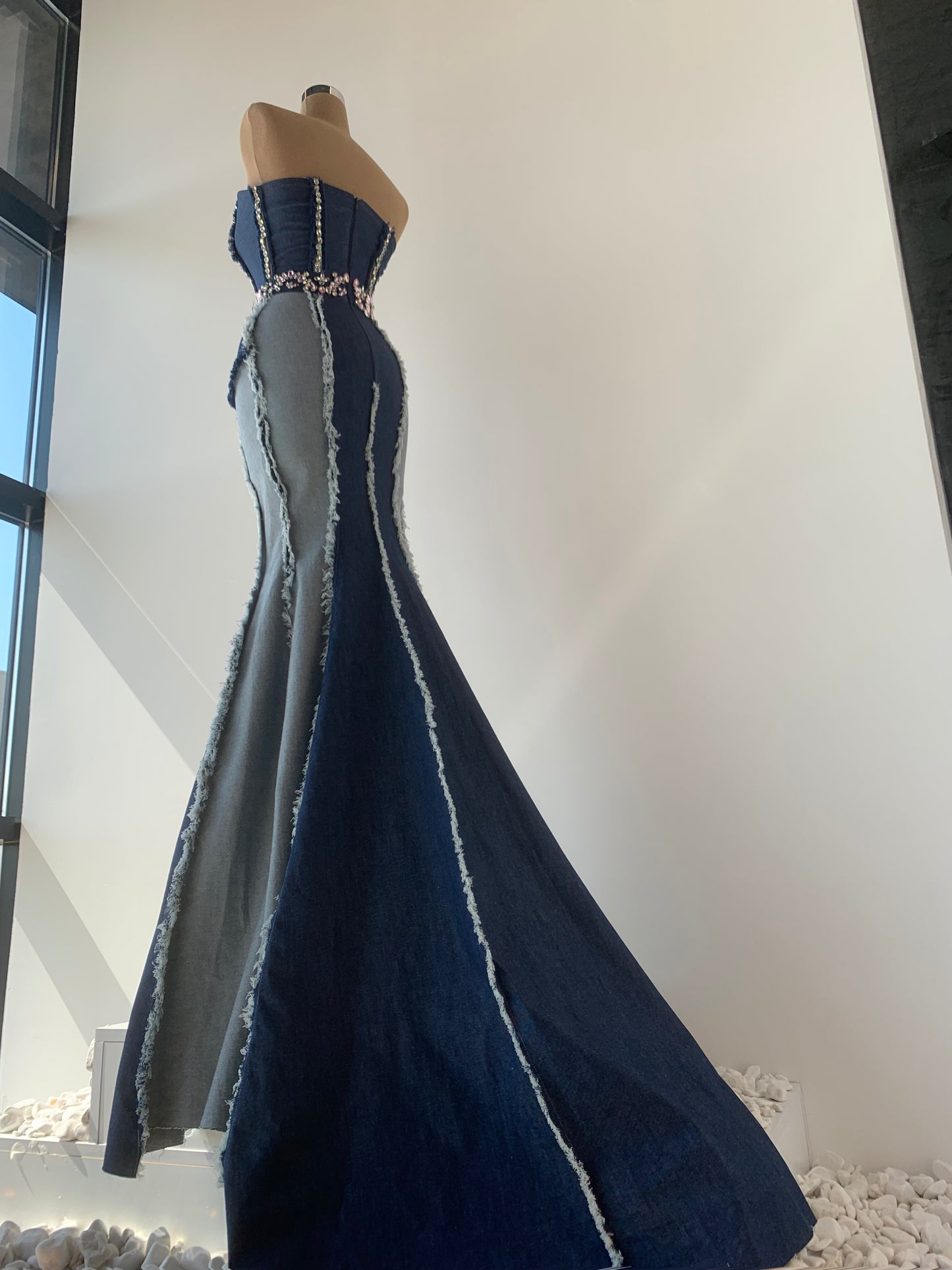 Ripped Denim Gown