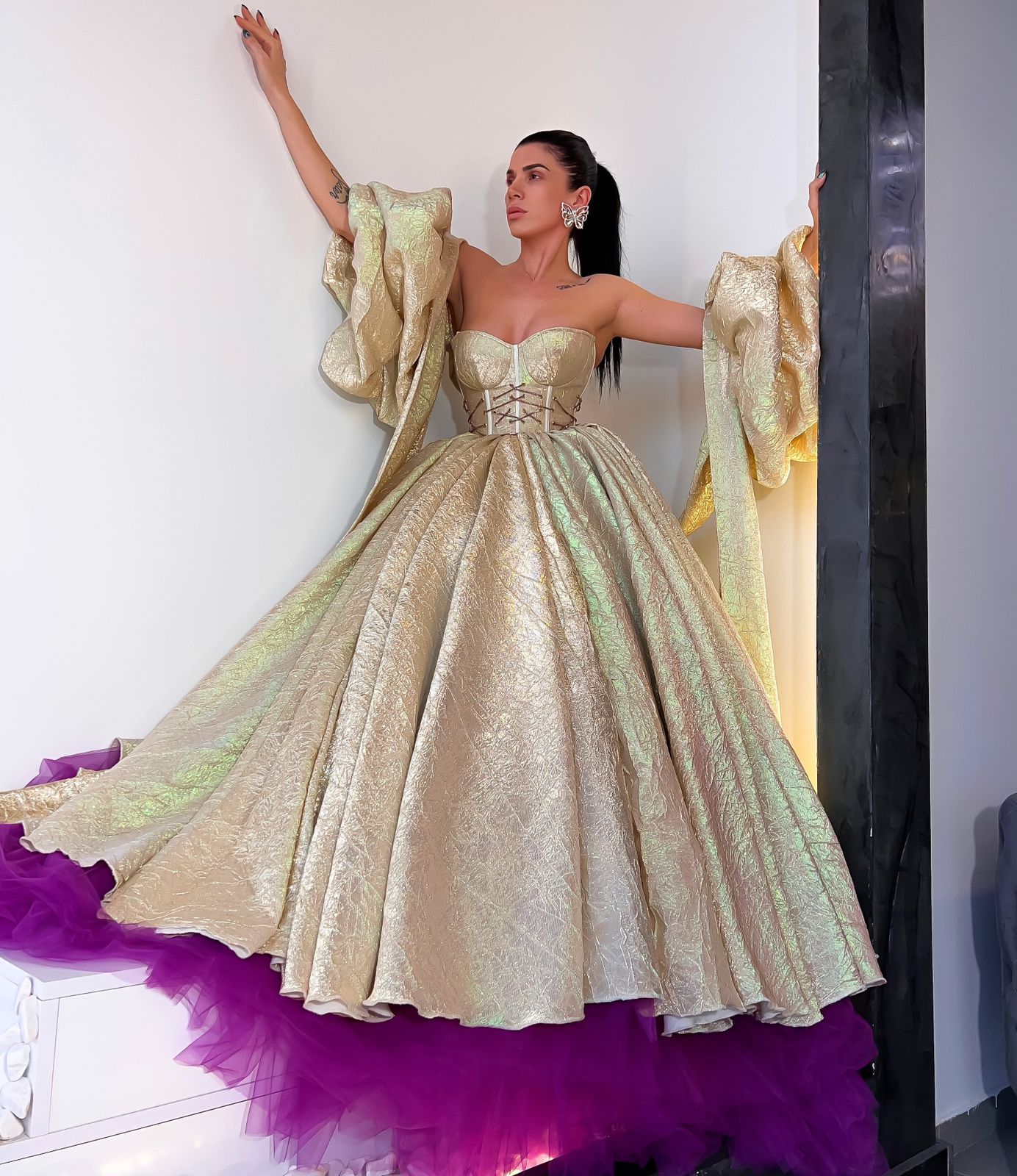 Holographic Corset Ball Gown