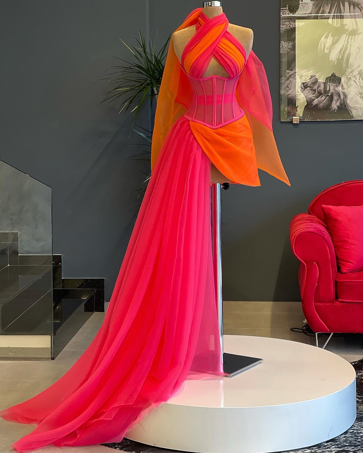 Pink & Orange Organza