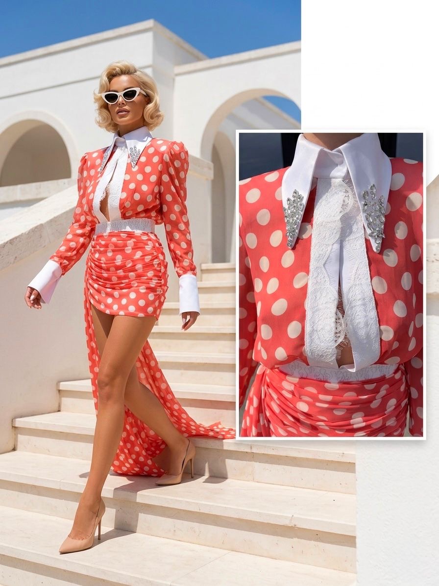 Polka Dot Set with White Details