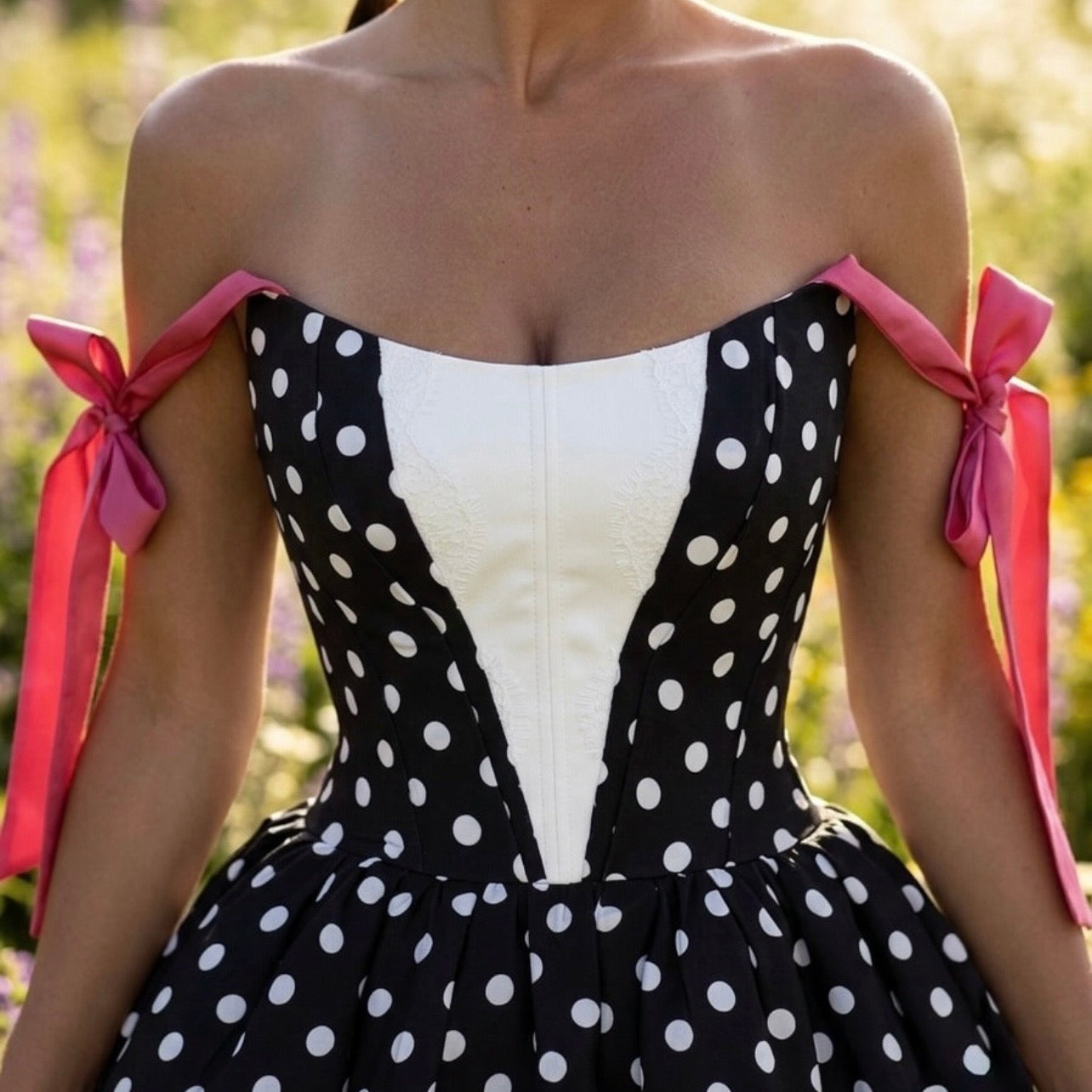 Black & White Polka Dot Midi Dress