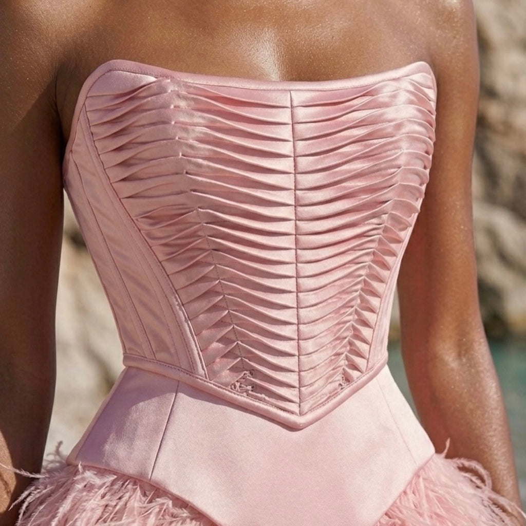 Pink Feather Mini Dress