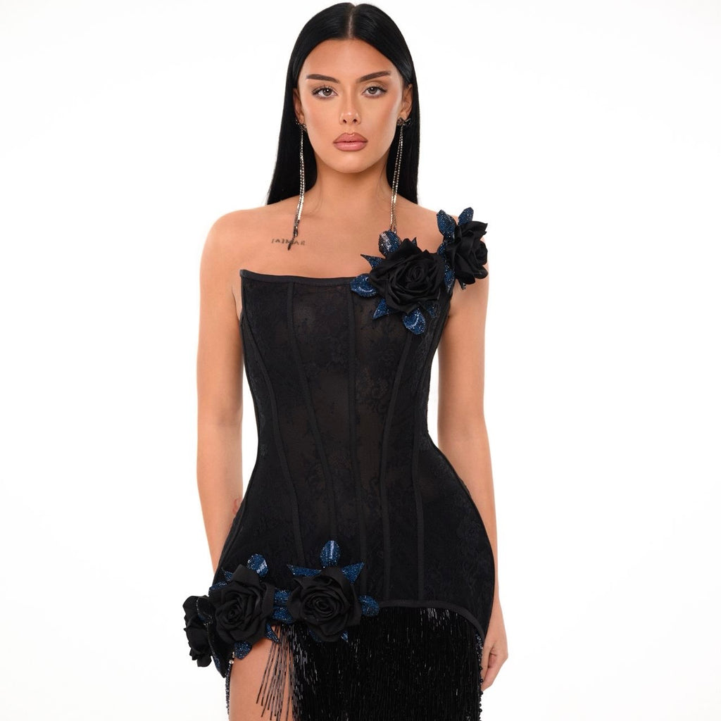 Black Corset & Embellished Skirt