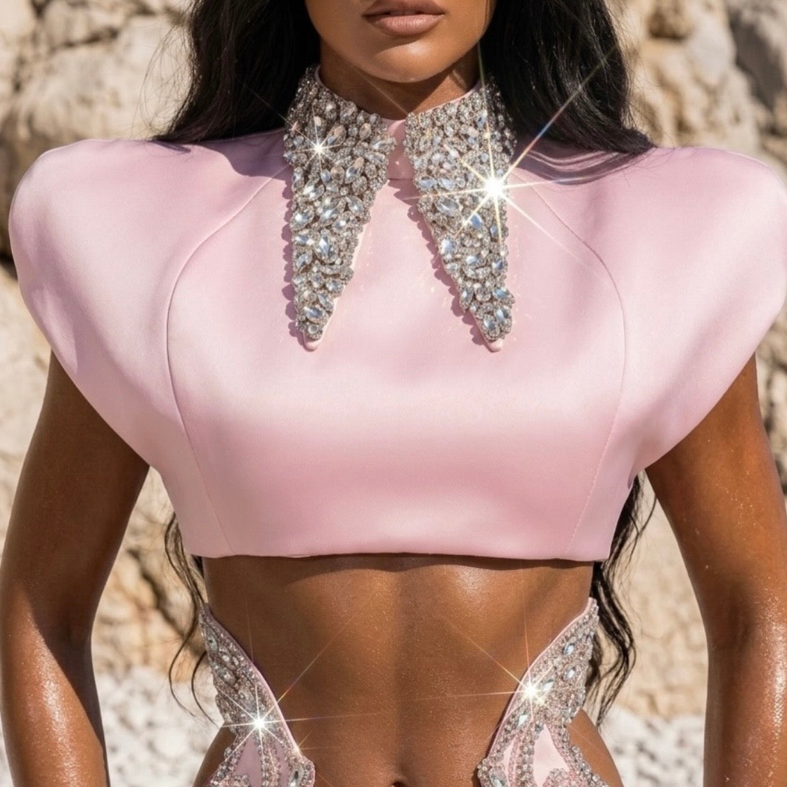 Pink Mini Embellished Dress