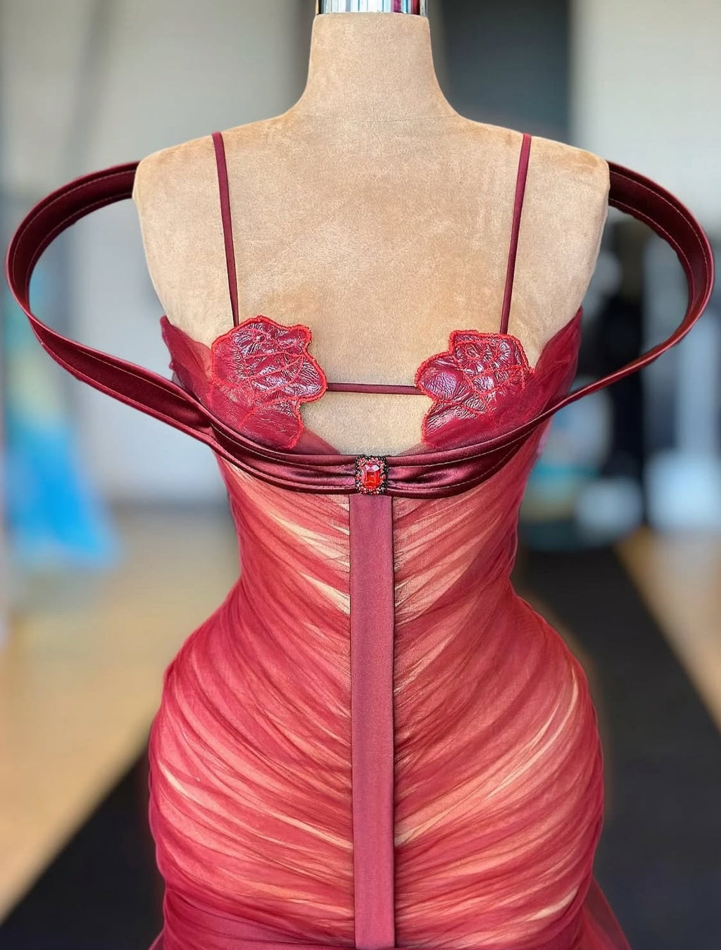 Red Roses Tulle Gown