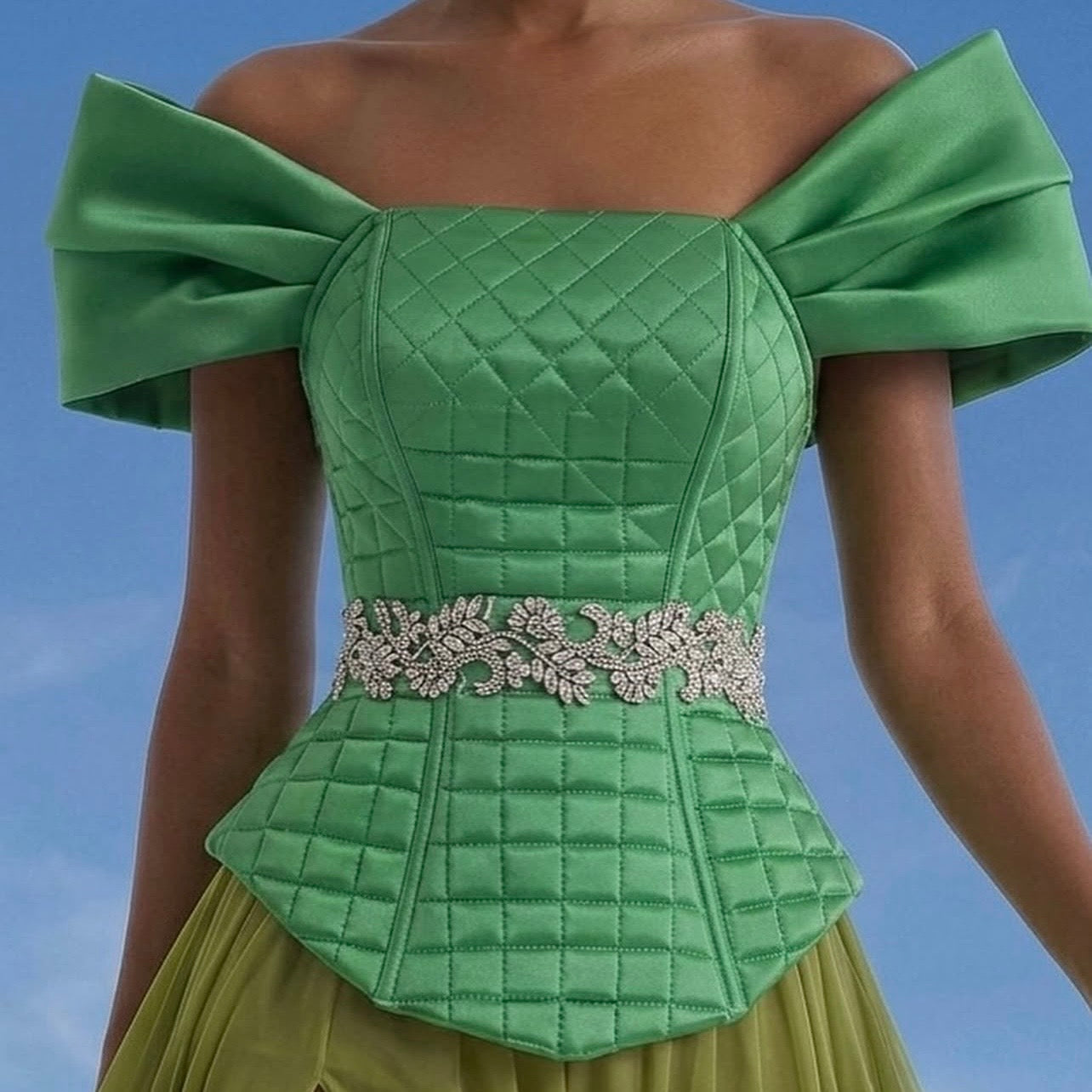 Green Squared Corset & Skirt Set