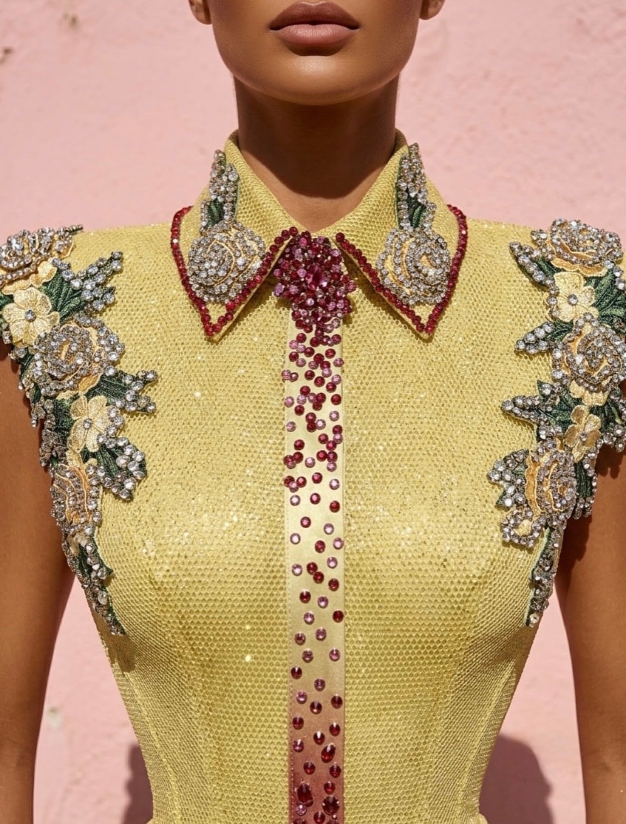 Yellow Glittery Tie Dress
