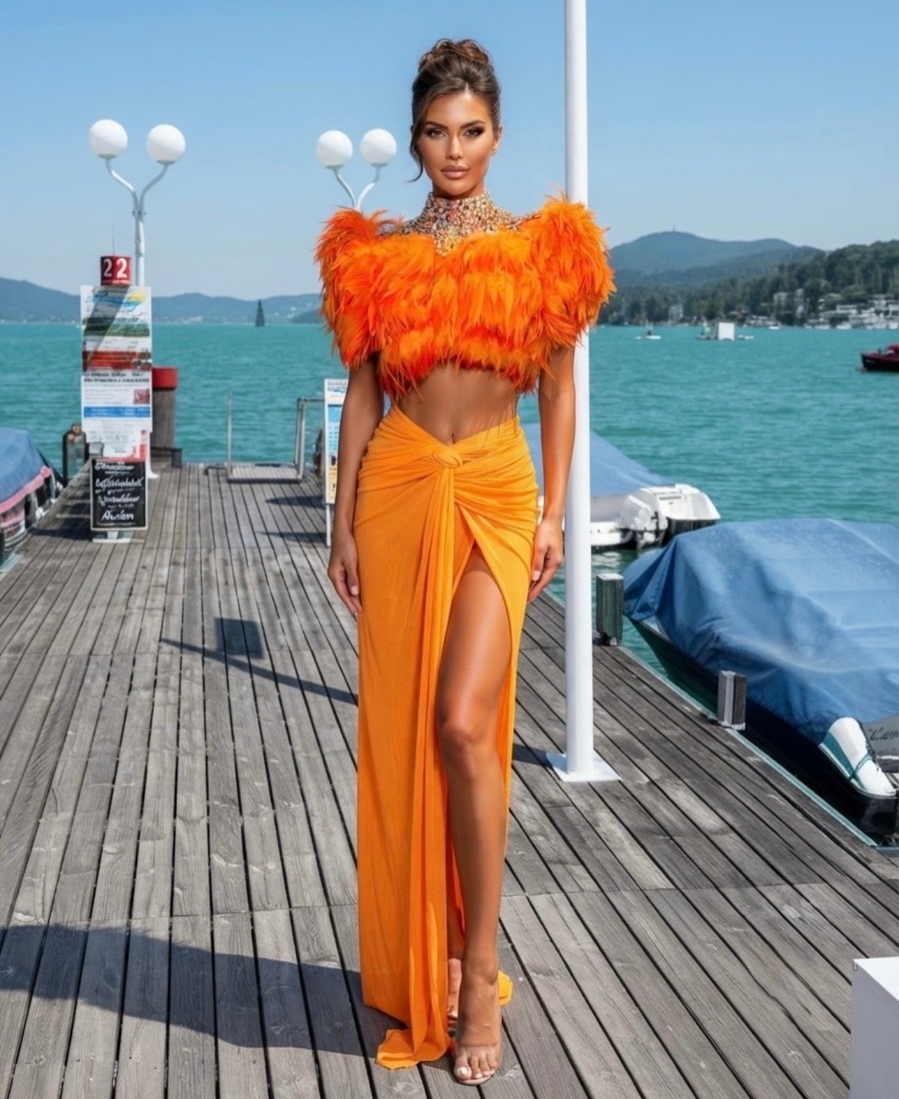 Orange Feathers Set