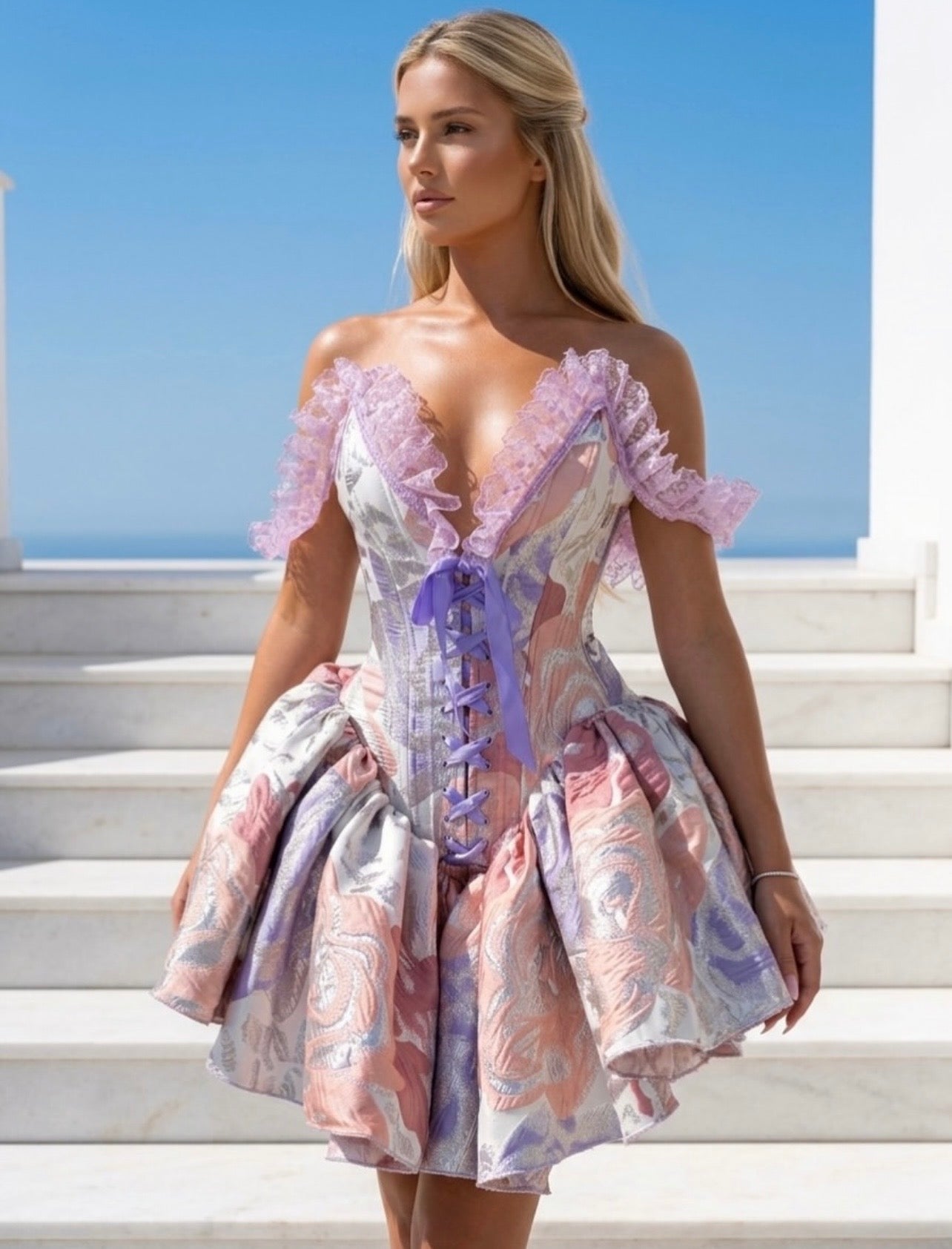 Floral Lilac Short Dress