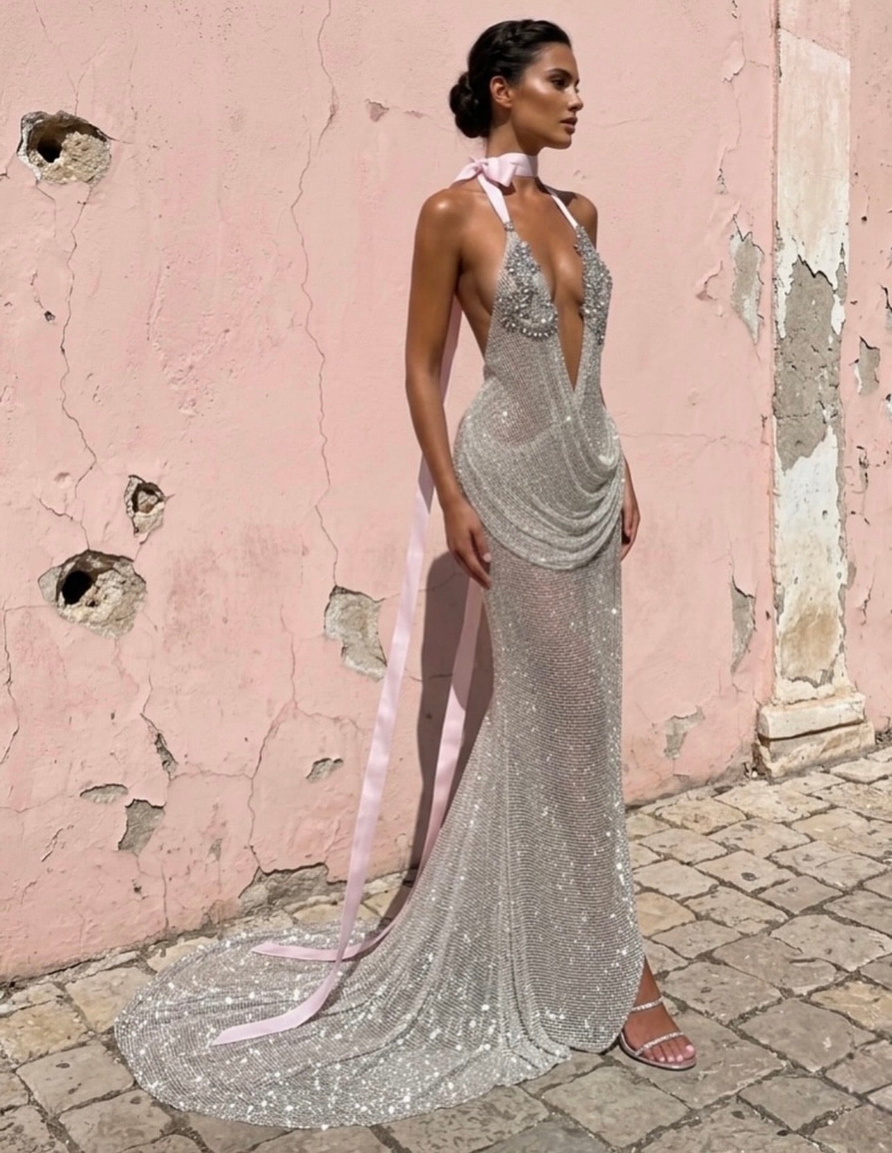 Silver Glittery Goddess Gown