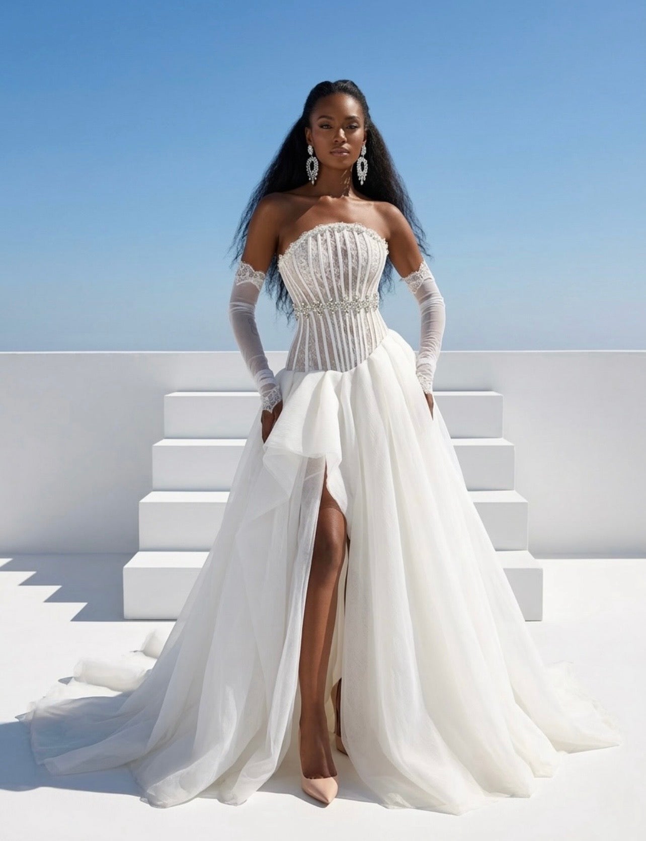 Lace Corset & Organza Bottom Gown