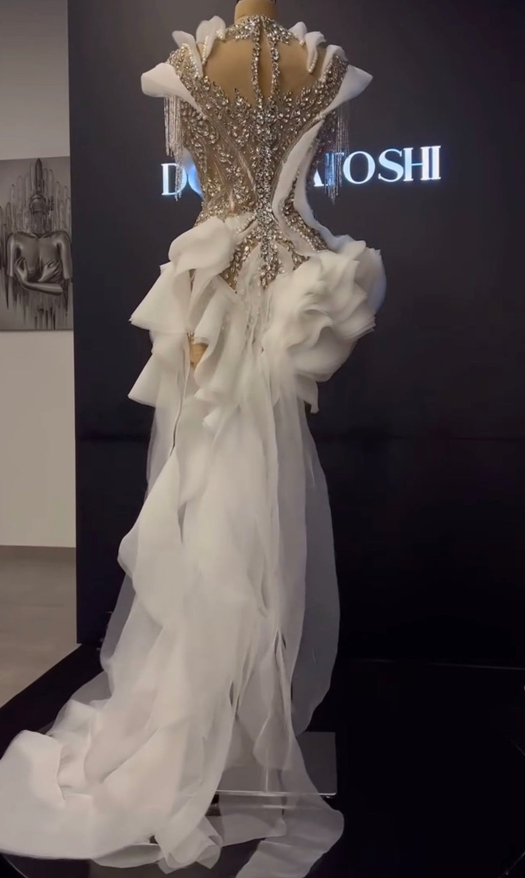 White Crystals Red Rose Gown