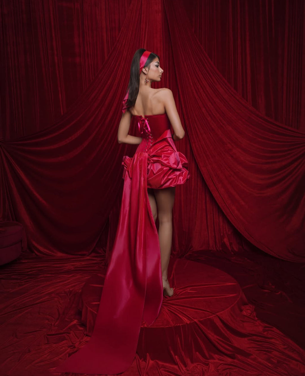 Red Corset Dress & Taffeta Details