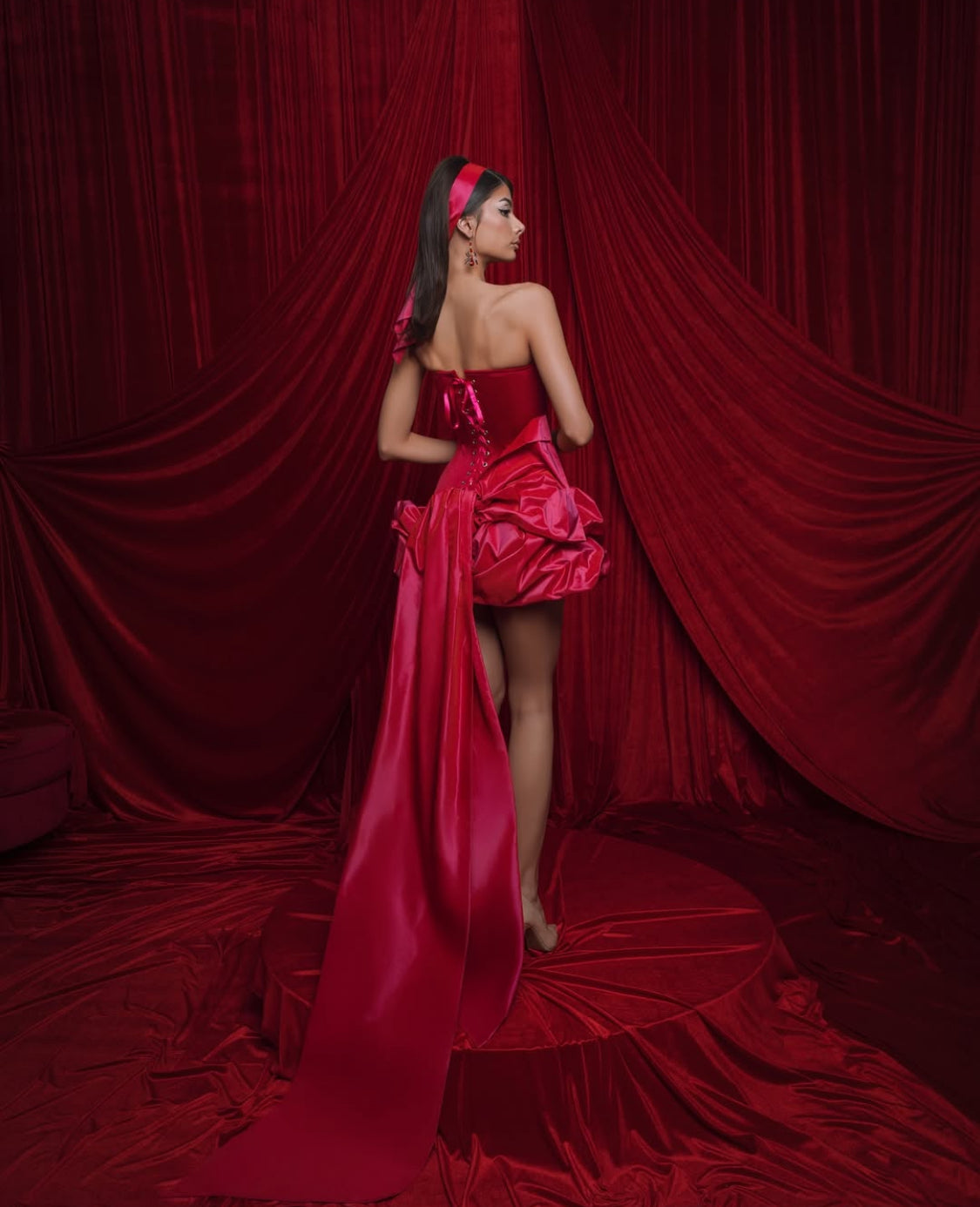 Red Corset Dress & Taffeta Details