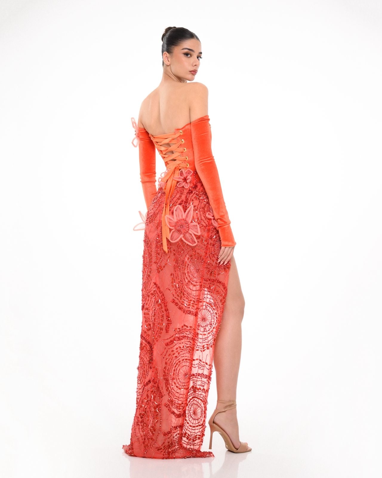 Orange Embellished Gown