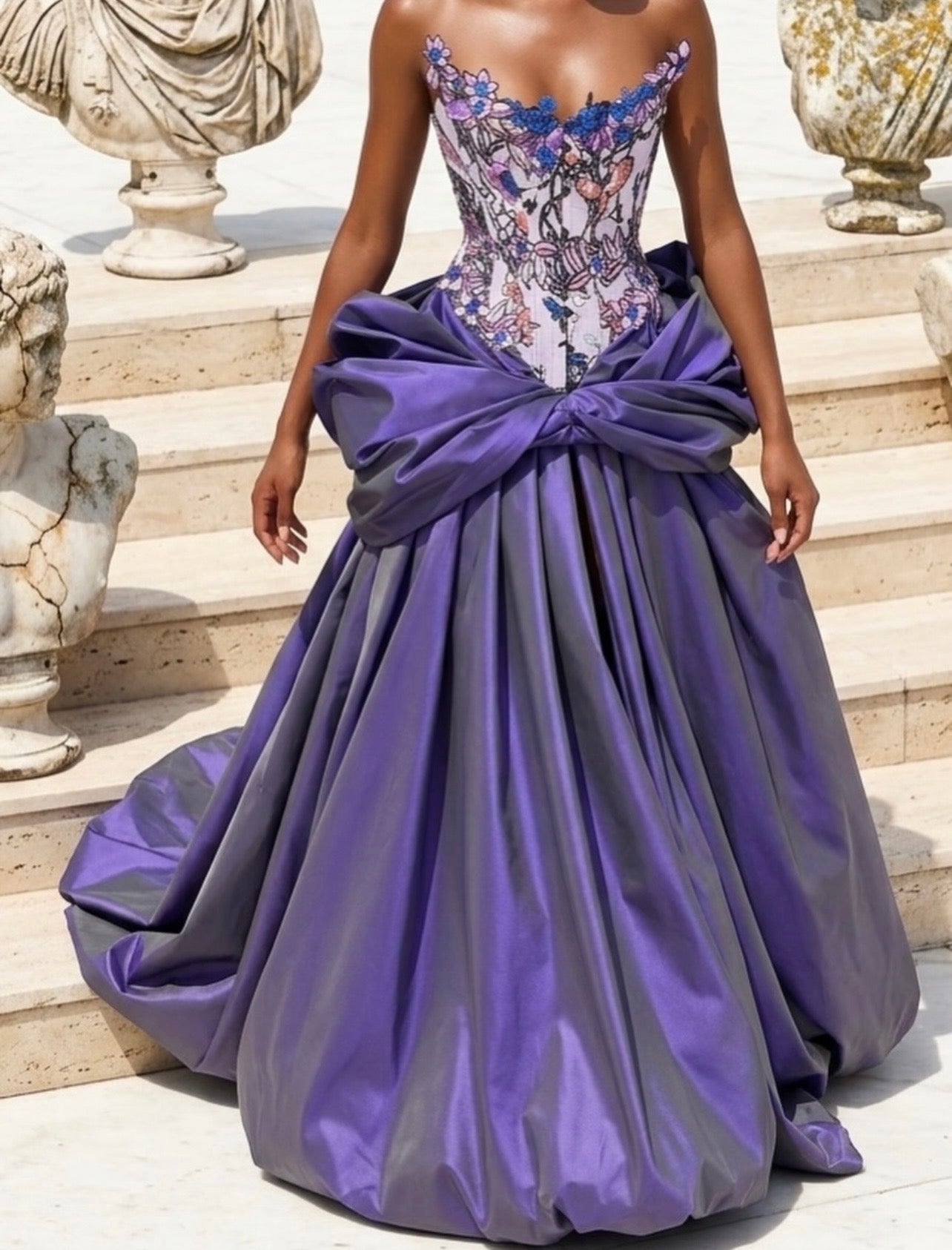 Floral Corset & Taffeta Gown