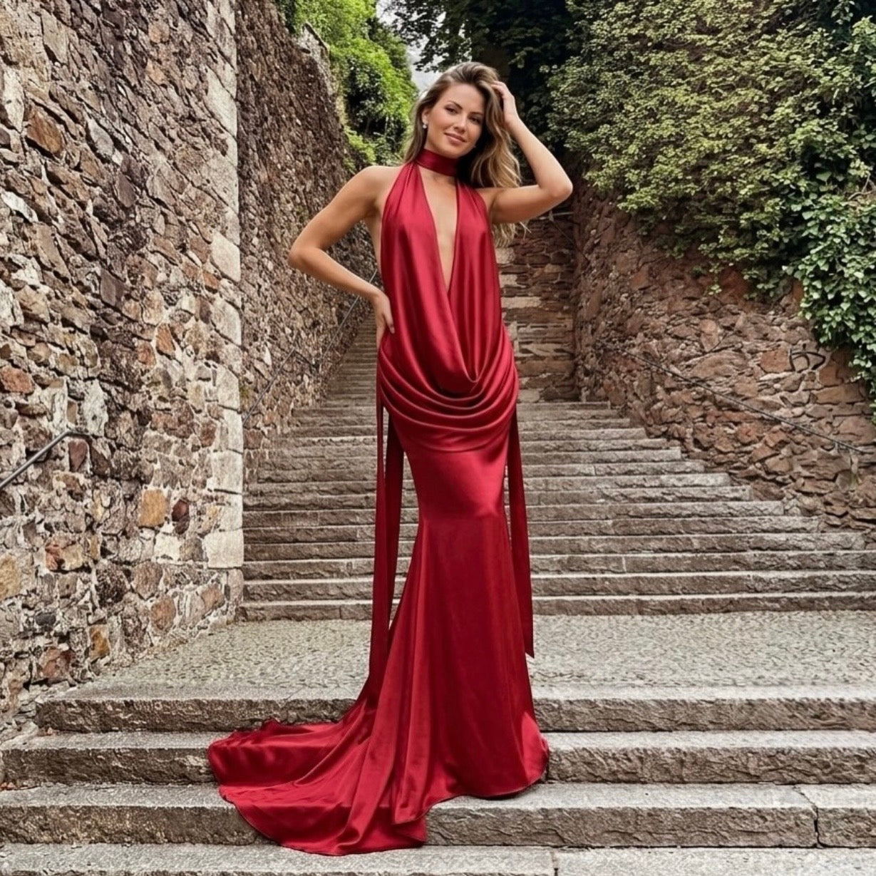 Red Wine Romantic Gown