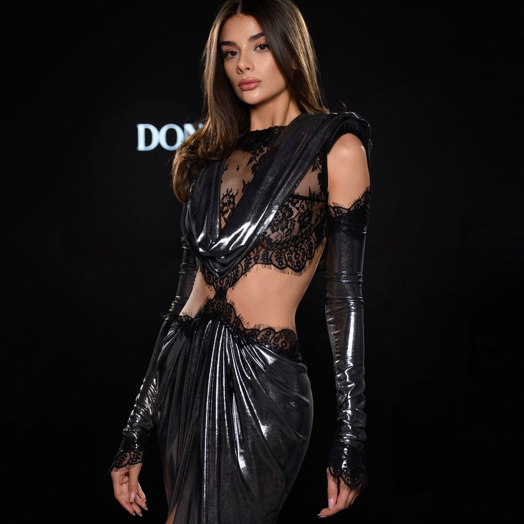 Lace Metallic Gown