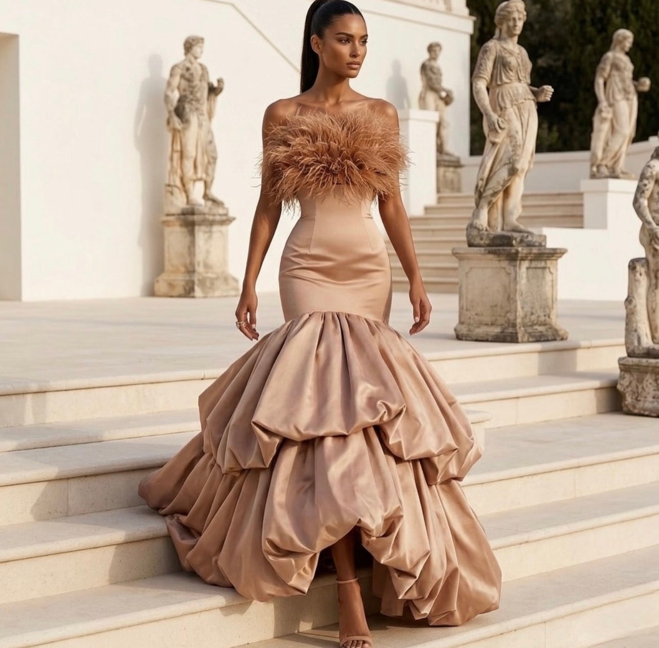 Feather Statement Gown