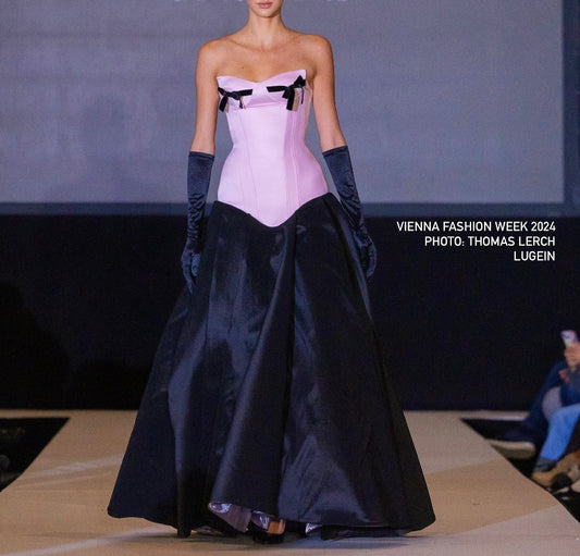 Long Corset Elegant Pink & Black Gown