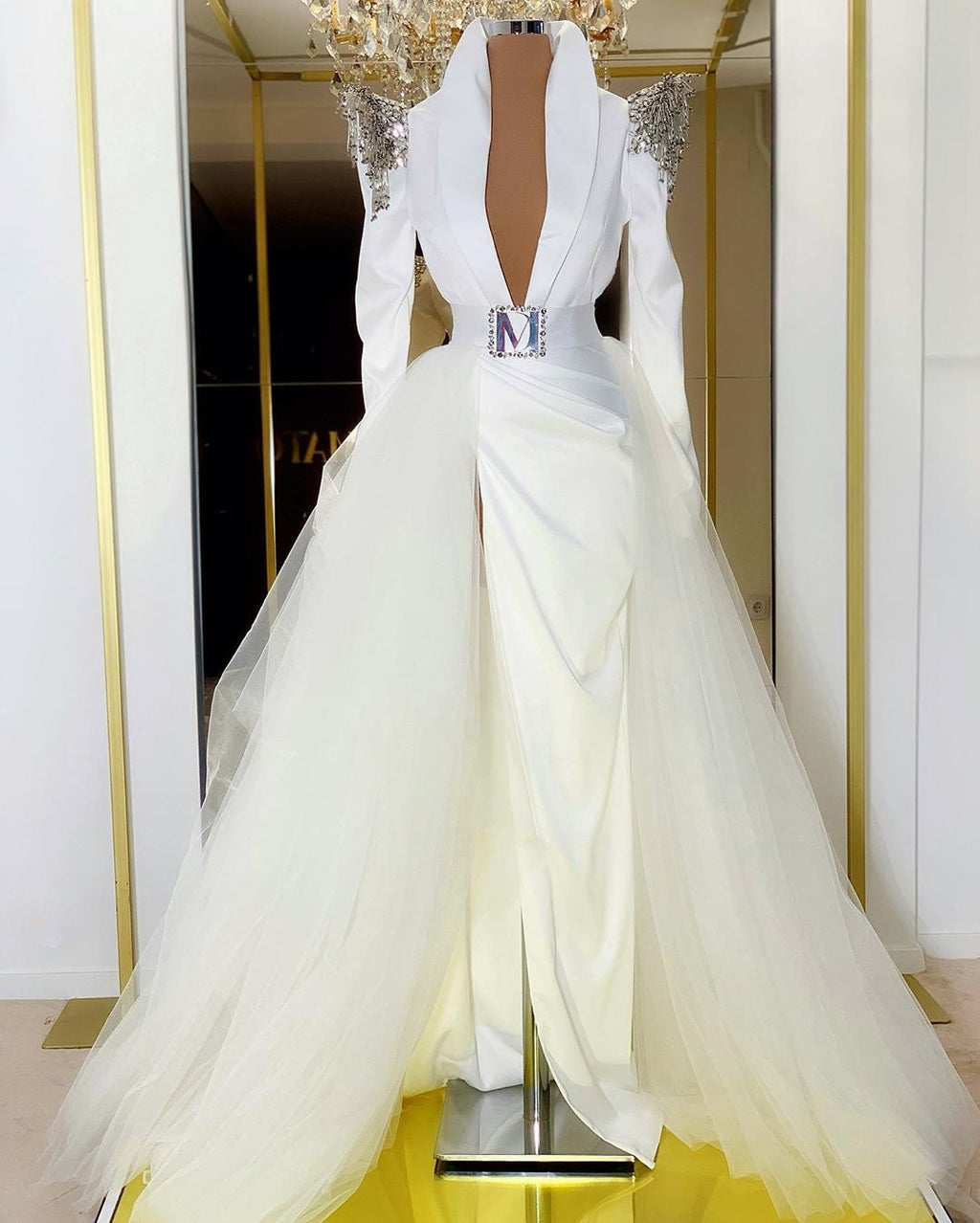 White DM Beaded Gown